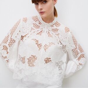 Zara Elegant White Lace Women's Top